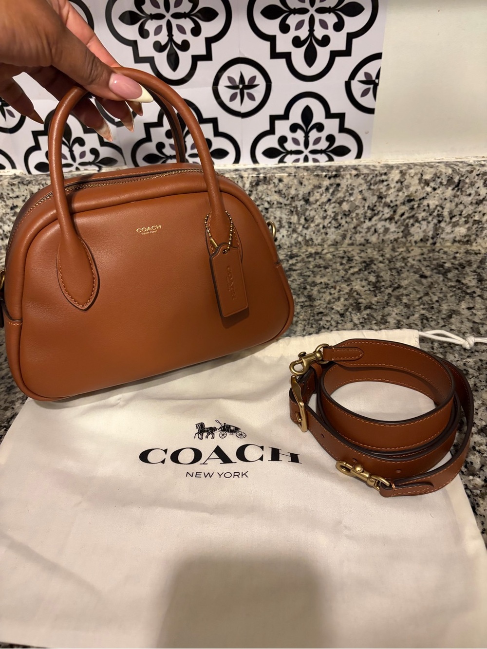 Coach Tan Leather Dome Satchel with Detachable Strap - Picture 4 of 9